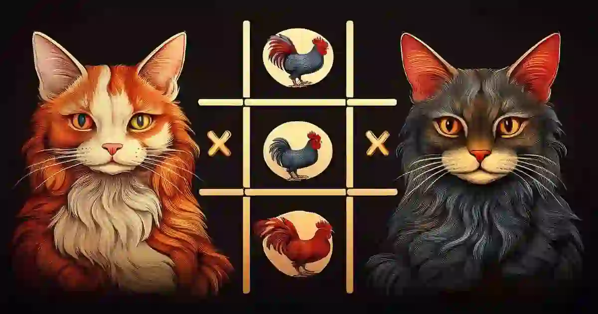 Goolge Tic-Tac-Toe Poki Game: Rooster vs Cat