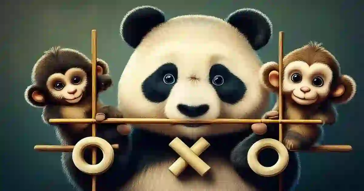 Tic-Tac-Toe Game: Panda vs Monkey -pokigames